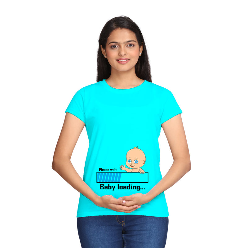 Please Wait Baby Loading Maternity T-shirts With Baby Print in Sky Blue Color  available @ gfashion.jpg