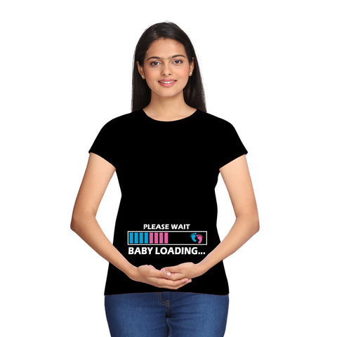 Please Wait Baby Loading Maternity T-shirts in Black Color  available @ gfashion.jpg