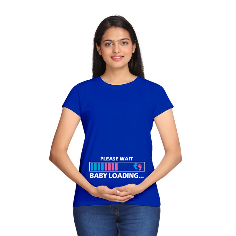 Please Wait Baby Loading Maternity T-shirts in Blue Color  available @ gfashion.jpg