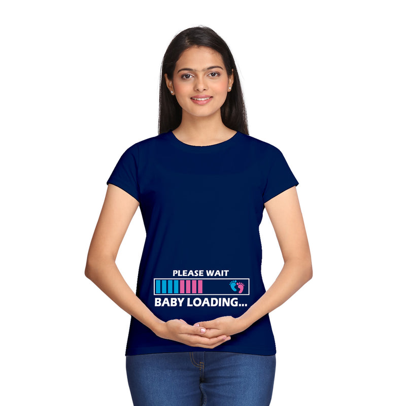 Please Wait Baby Loading Maternity T-shirts in Navy Color  available @ gfashion.jpg