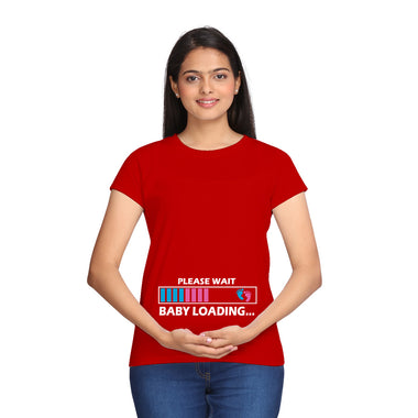 Please Wait Baby Loading Maternity T-shirts in Red Color  available @ gfashion.jpg