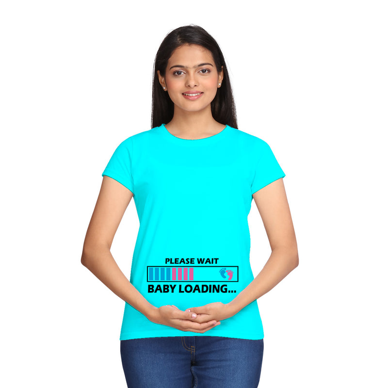 Please Wait Baby Loading Maternity T-shirts in Sky Blue Color  available @ gfashion.jpg