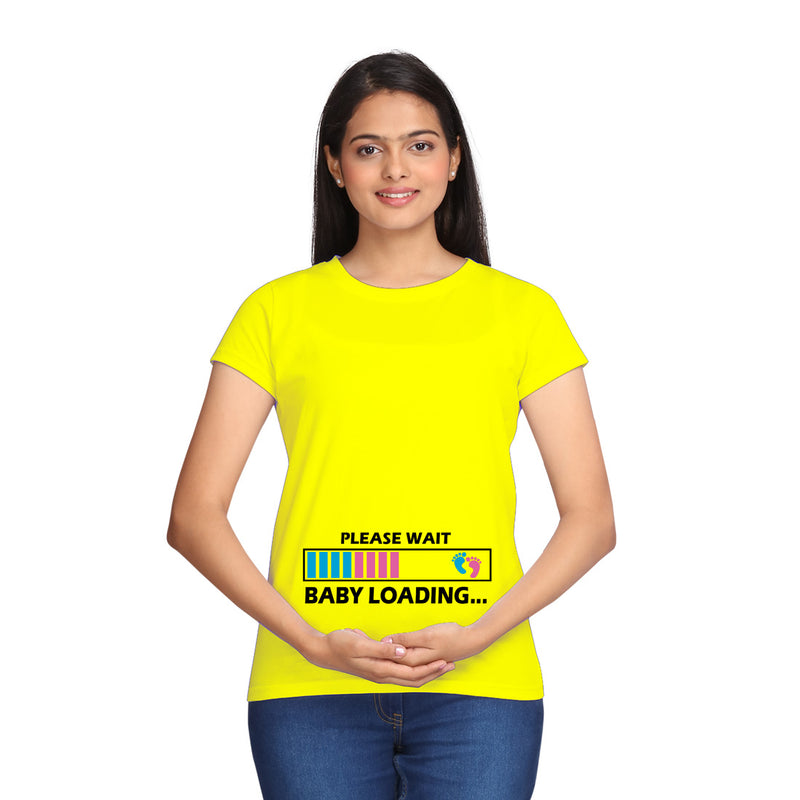 Please Wait Baby Loading Maternity T-shirts in Yellow Color  available @ gfashion.jpg