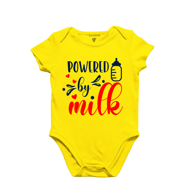 Powered By Milk-Baby Bodysuit or Rompers or Onesie in Yellow Color available @ gfashion.jpg