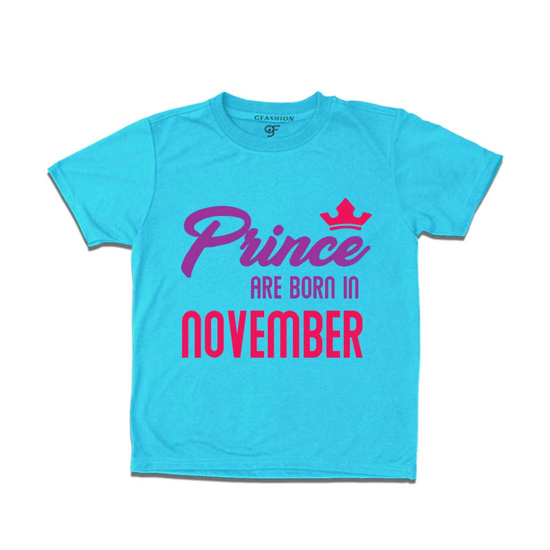 Prince are born in November T-shirts-Sky Blue-gfashion