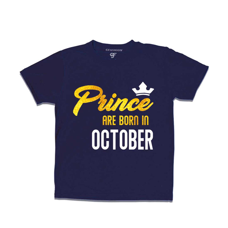 Prince are born in October T-shirts-Navy-gfashion