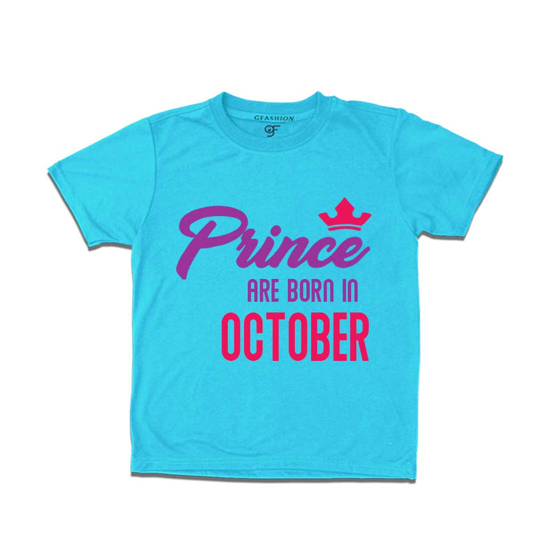 Prince are born in October T-shirts-Sky Blue-gfashion