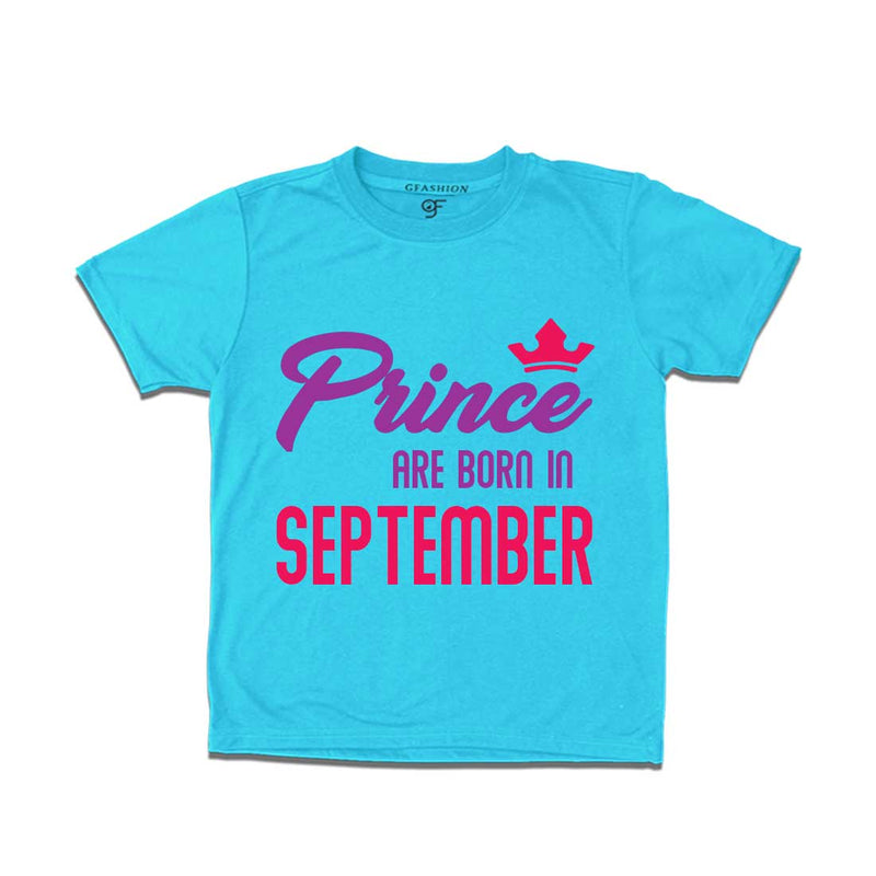 Prince are born in September T-shirts-Sky Blue-gfashion