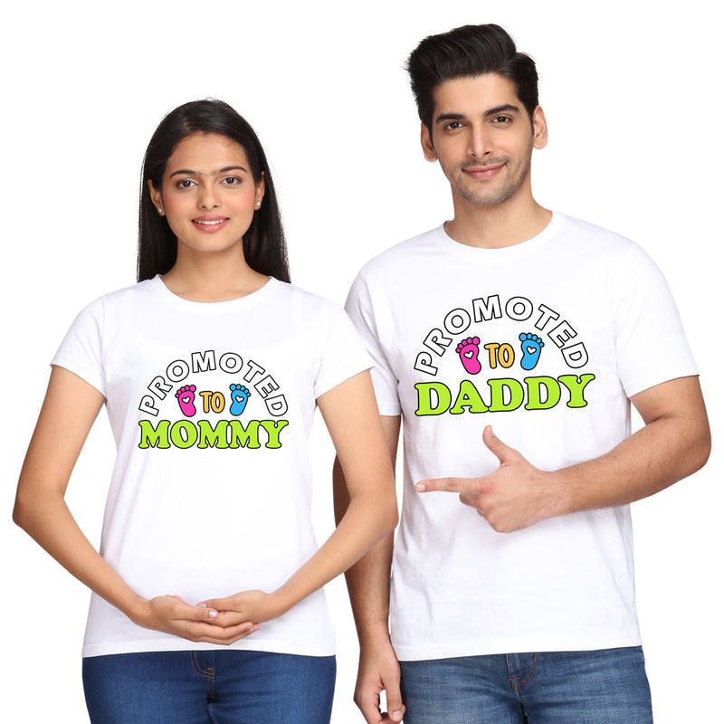 Promoted to Daddy-Promoted to mommy couple t shirts in White Color avilable @ gfashion.jpg