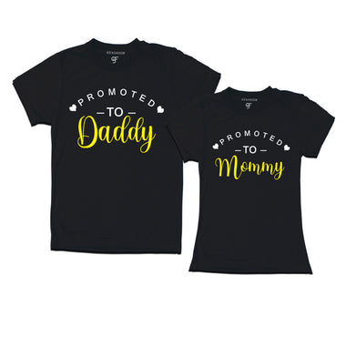 Promoted to Daddy-Promoted to mommy couple t shirts in Black Color avilable @ gfashion.jpg