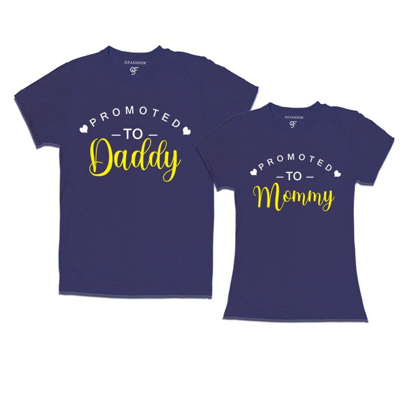 Promoted to Daddy-Promoted to mommy couple t shirts in Navy Color avilable @ gfashion.jpg