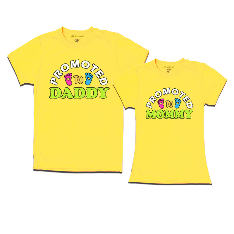Promoted to Daddy-Promoted to mommy couple t shirts in Yellow Color avilable @ gfashion.jpg