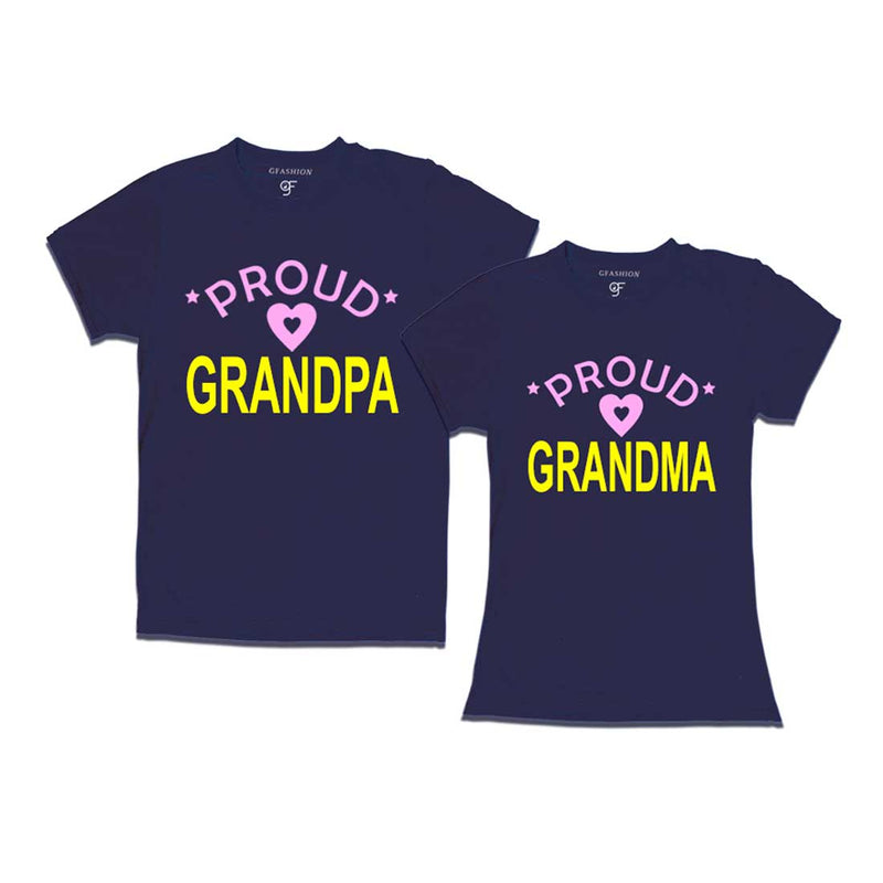 Proud Grandma Grandpa t-shirts Navy Color-gfashion