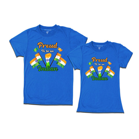 Proud to be an Indian Couple T-shirts in Blue Color available @ gfashion.jpg