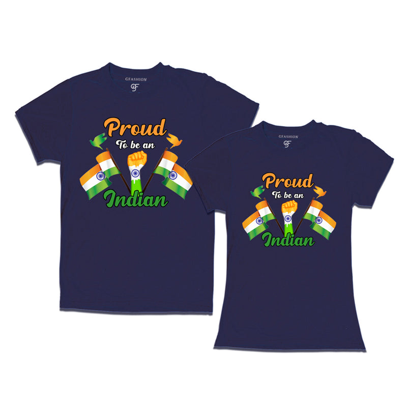 Proud to be an Indian Couple T-shirts in Navy Color available @ gfashion.jpg