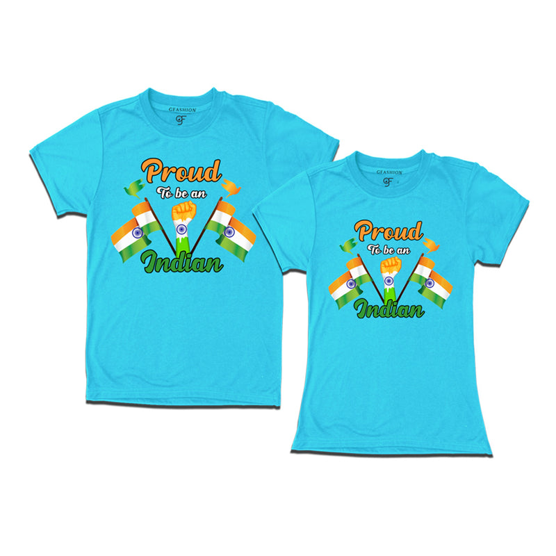 Proud to be an Indian Couple T-shirts in Sky Blue Color available @ gfashion.jpg