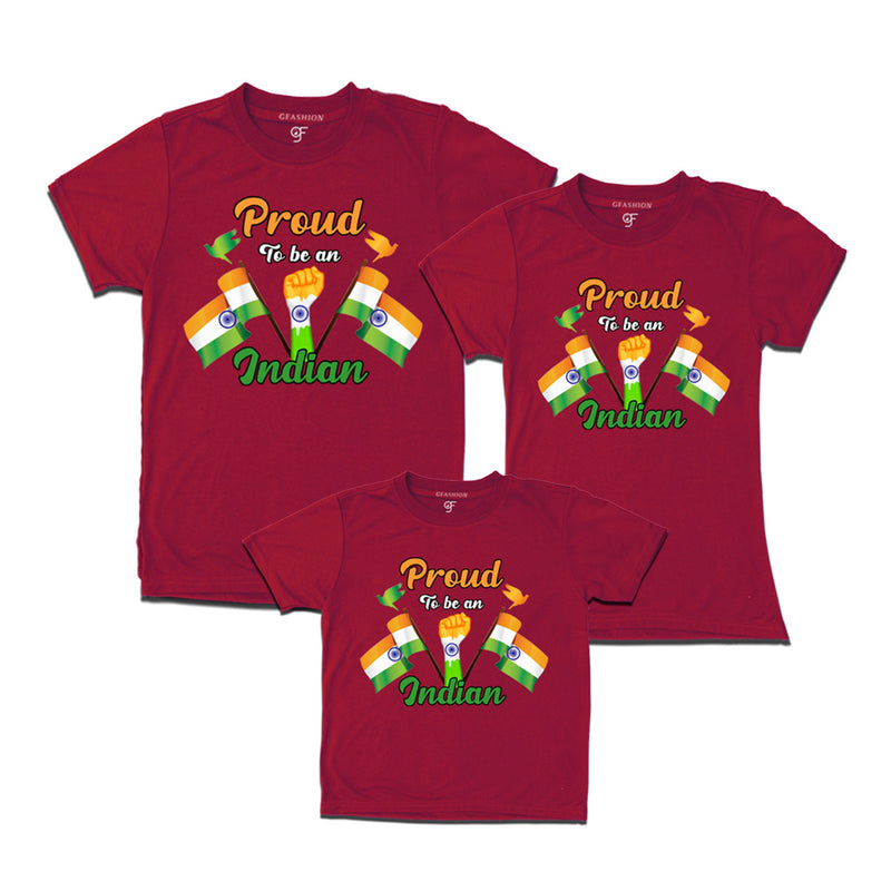 Proud to be an Indian T-shirts for Dad,Mom and Kids in Maroon Color available @ gfashion.jpg