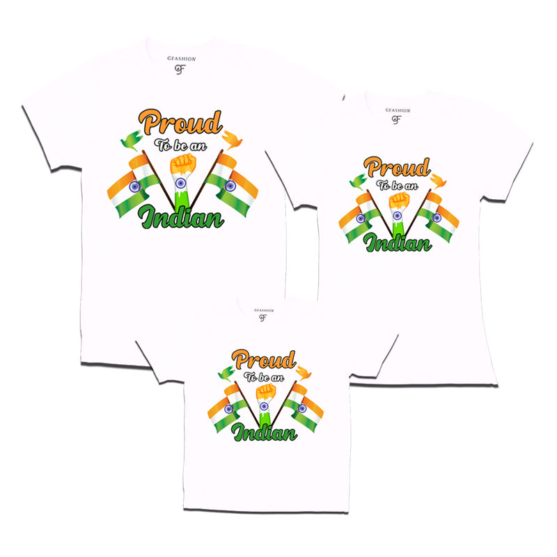 Proud to be an Indian T-shirts for Dad,Mom and Kids in White Color available @ gfashion.jpg