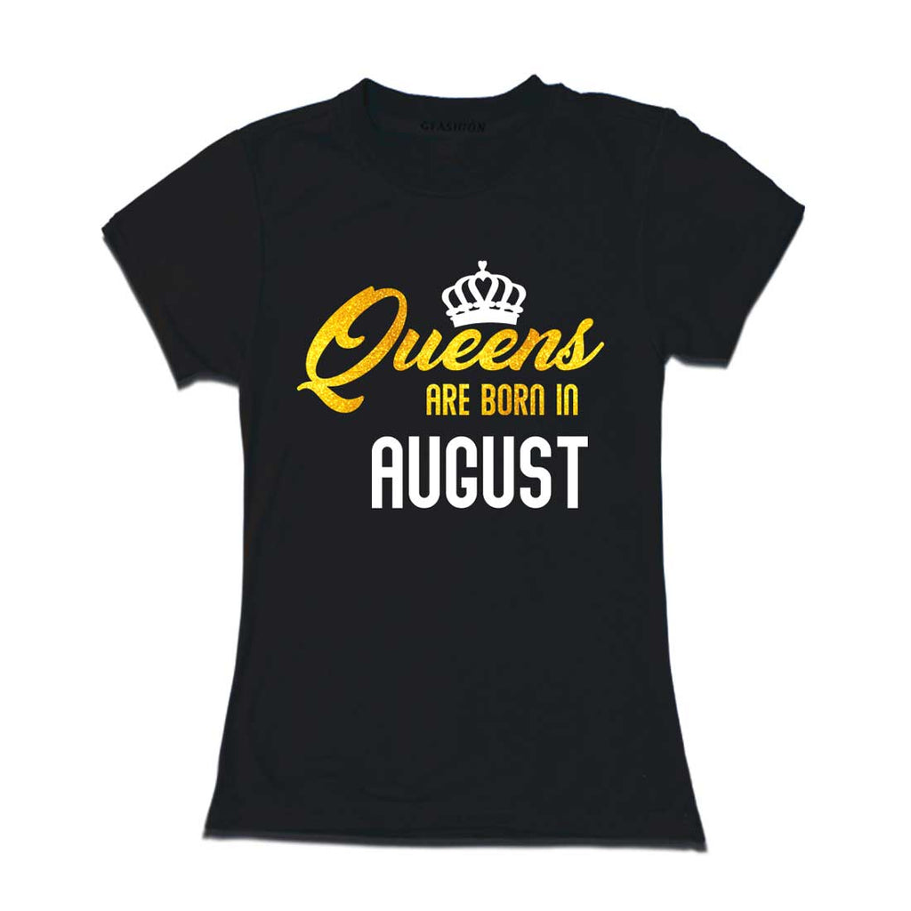 Queens are born in August T-shirts-Black-Gfashion