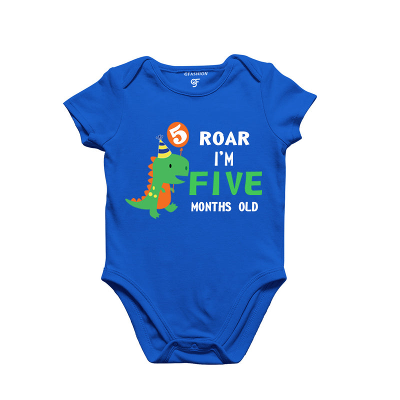 Roar I am Five Month Old Baby Bodysuit-Rompers in Blue Color avilable @ gfashion.jpg