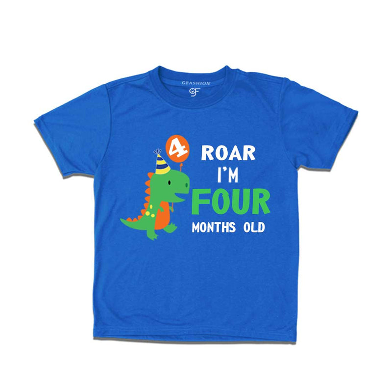 Roar I am Four Month Old Baby T-shirt in Blue Color avilable @ gfashion.jpg