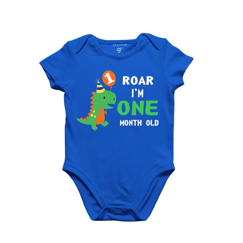 Roar I am One Month Old Baby Bodysuit-Rompers in Blue Color avilable @ gfashion.jpg