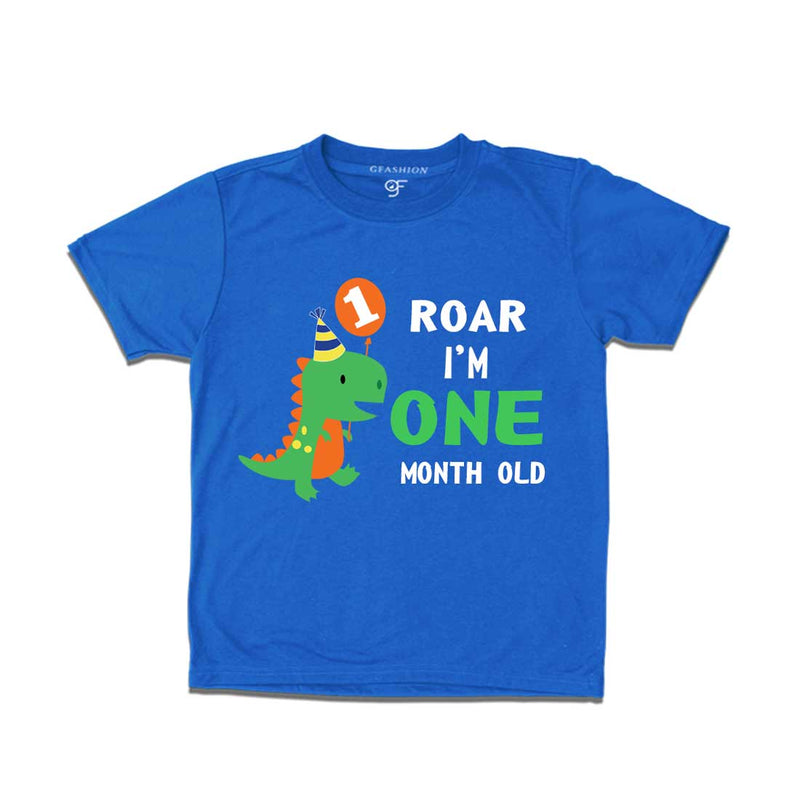 Roar I am One Month Old Baby T-shirt in Blue Color avilable @ gfashion.jpg