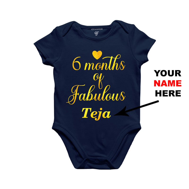 Six Months of Fabulous Baby Bodysuit or Rompers or Onesie-Name Customized in Navy Color available @ gfashion.jpg
