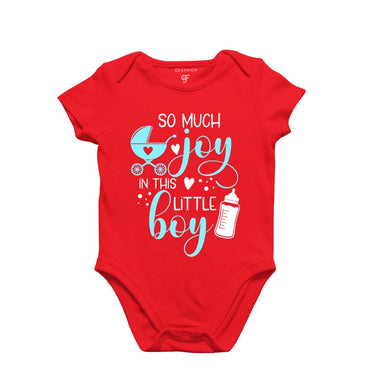 So Much Joy in this Little Boy-Baby Bodysuit or Rompers or Onesie in Red Color available @ gfashion.jpg