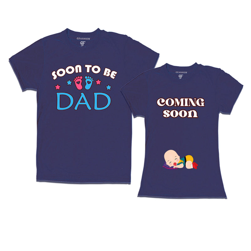 Soon to be Dad-Coming Soon T-Shirts for Couples in Navy Color available @ gfashion.jpg