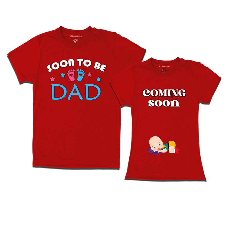 Soon to be Dad-Coming Soon T-Shirts for Couples in Red Color available @ gfashion.jpg
