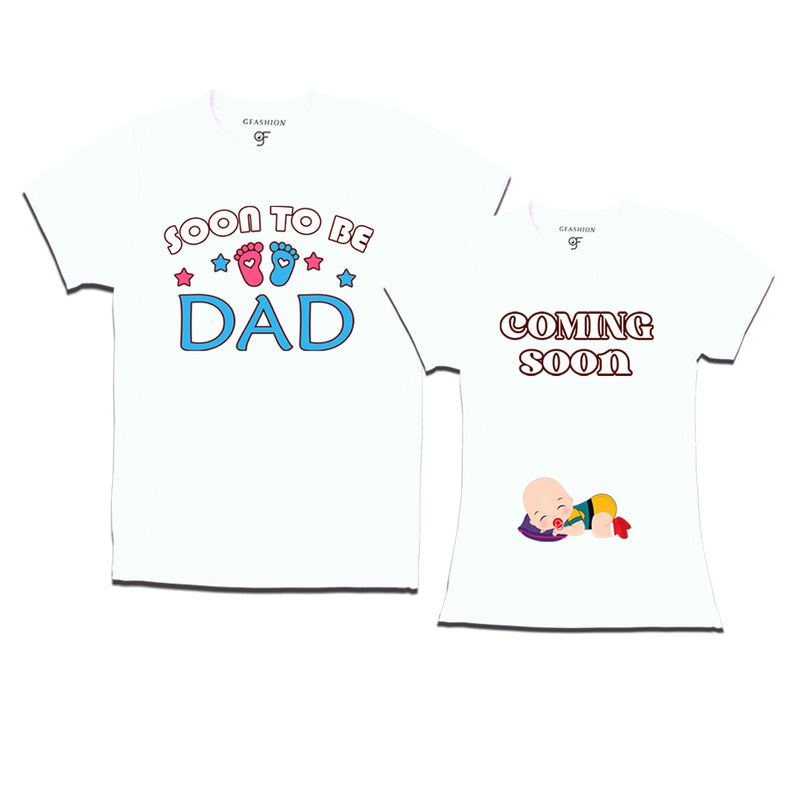 Soon to be Dad-Coming Soon T-Shirts for Couples in White Color available @ gfashion.jpg