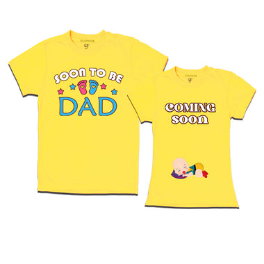 Soon to be Dad-Coming Soon T-Shirts for Couples in Yellow Color available @ gfashion.jpg