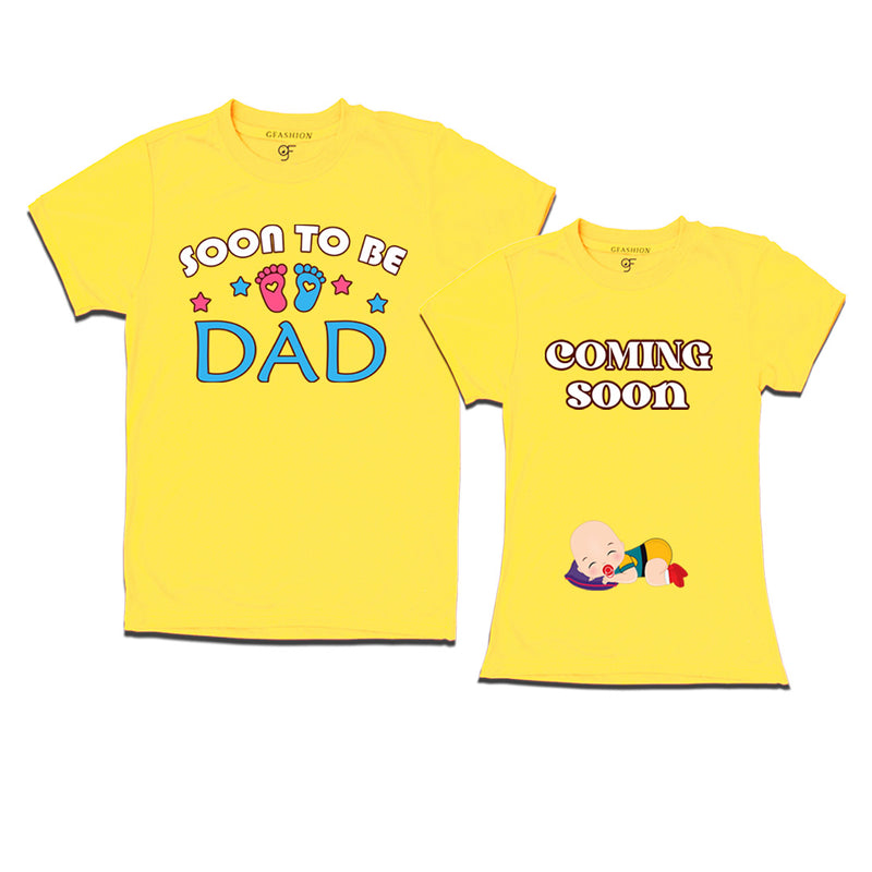 Soon to be Dad-Coming Soon T-Shirts for Couples in Yellow Color available @ gfashion.jpg