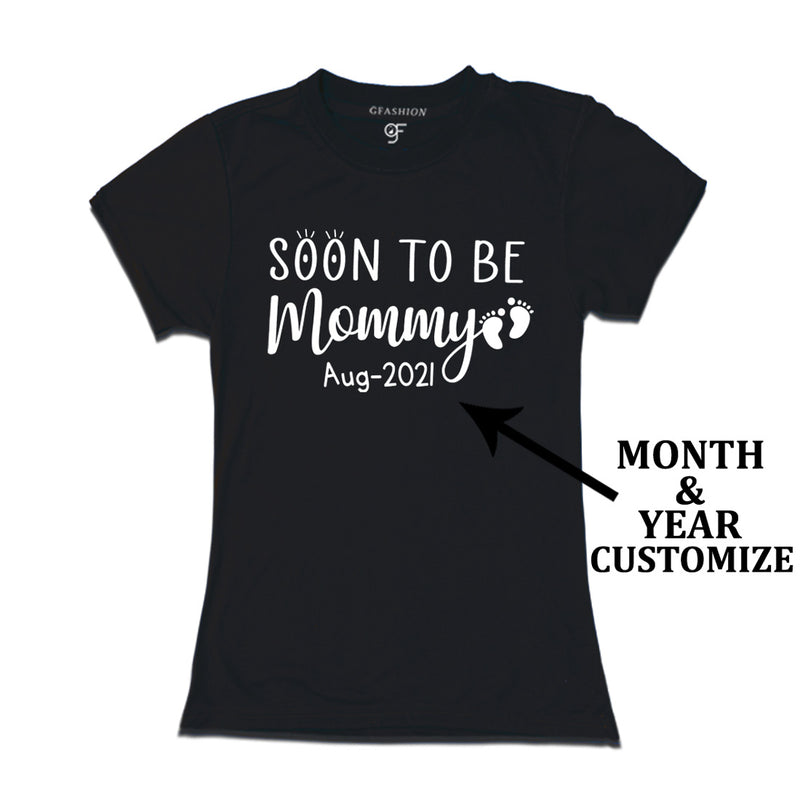 Soon to be Mommy- Pregnancy Announcement Customized Women T-Shirt in Black Color available @ gfashion.jpg
