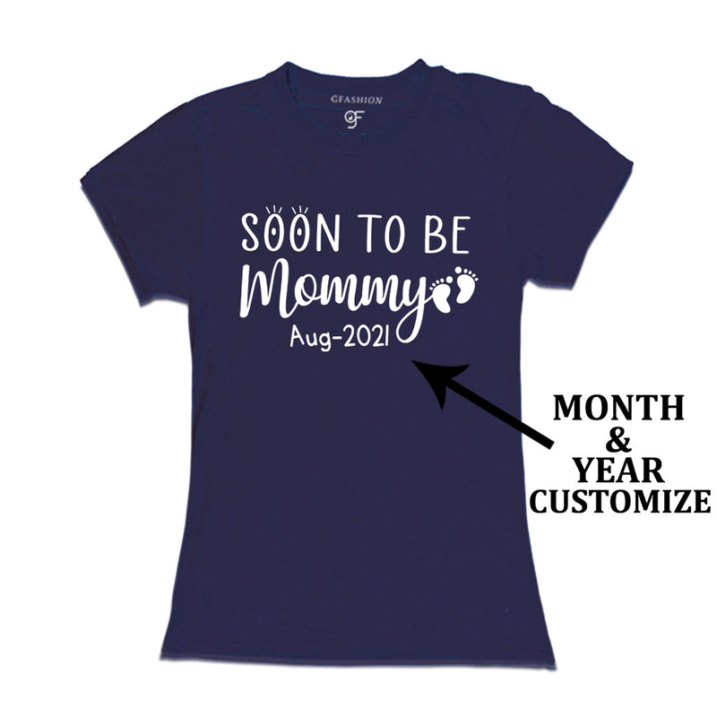 Soon to be Mommy- Pregnancy Announcement Customized Women T-Shirt in Navy Color available @ gfashion.jpg