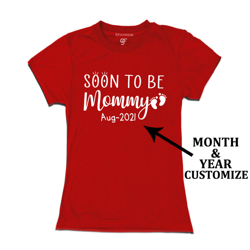 Soon to be Mommy- Pregnancy Announcement Customized Women T-Shirt in Red Color available @ gfashion.jpg