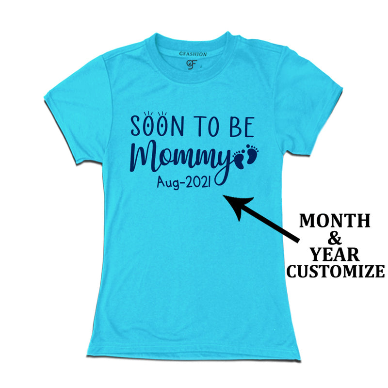 Soon to be Mommy- Pregnancy Announcement Customized Women T-Shirt in Sky Blue Color available @ gfashion.jpg