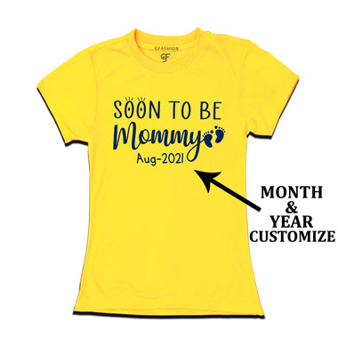 Soon to be Mommy- Pregnancy Announcement Customized Women T-Shirt in Yellow Color available @ gfashion.jpg