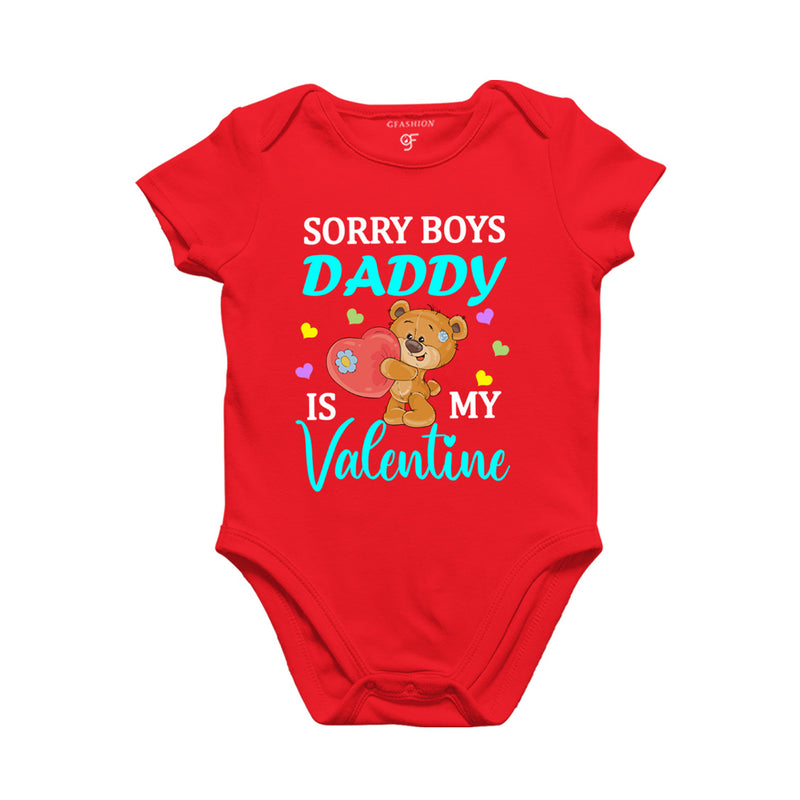 Sorry Boys Daddy is my First Valentine Baby Bodysuit in Red Color available @ gfashion.jpg