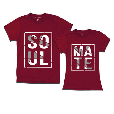 Soul Mate - Couple T-shirts-Maroon