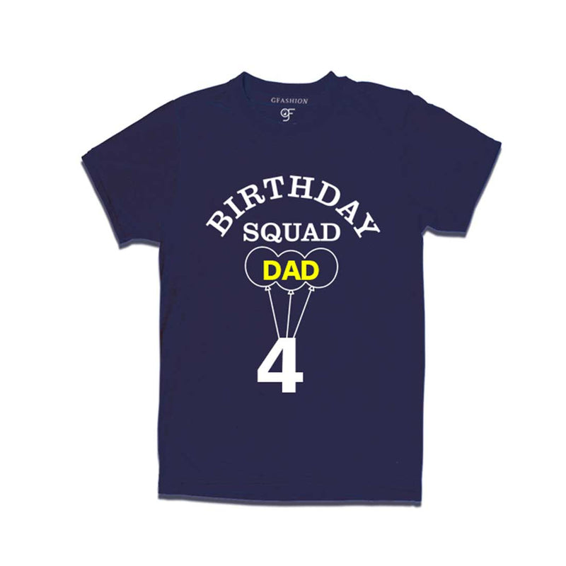 4th Birthday  Squad Dad T-shirt in Navy color available @ gfashion