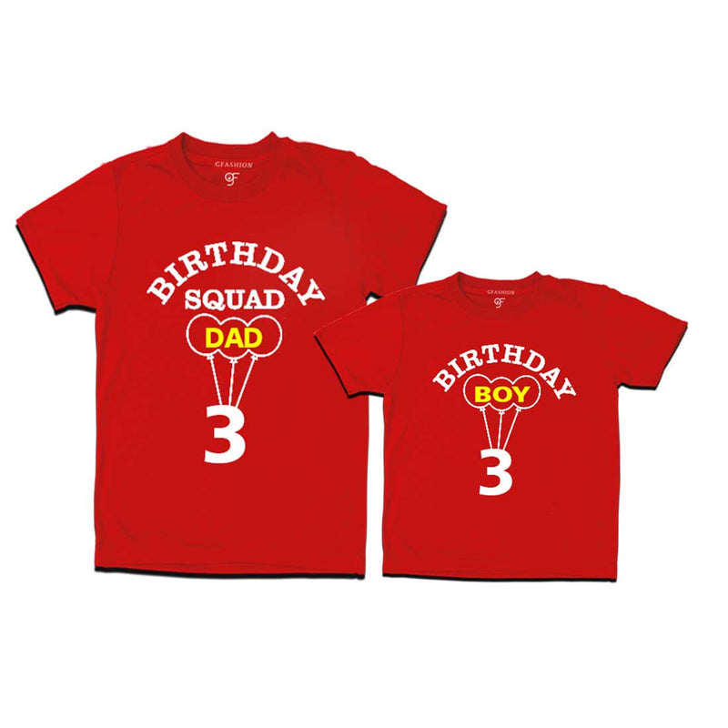 Squad Dad ,Boy 3rd Birthday T-shirts-Red-gfashion