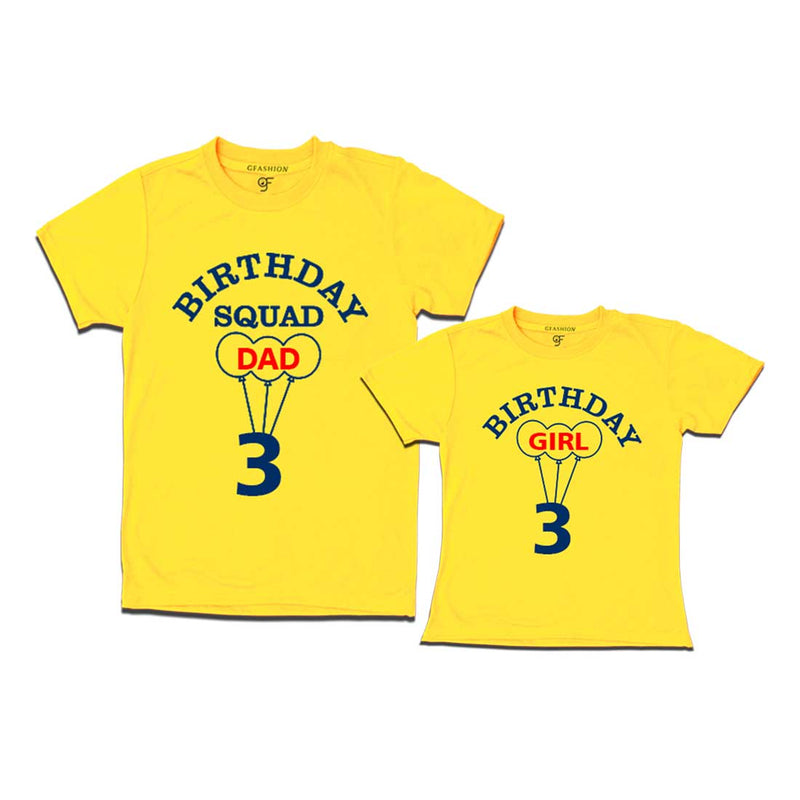 Squad Dad, Girl 3rd Birthday T-shirts-Yellow-gfashion