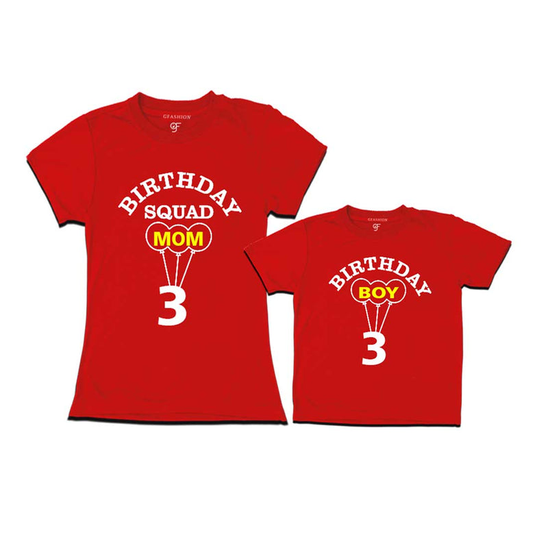 Squad Mom, Boy 3rd Birthday T-shirts-Red-gfashion