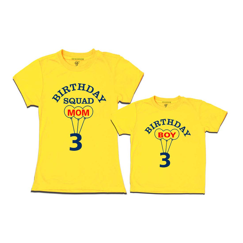 Squad Mom, Boy 3rd Birthday T-shirts-Yellow-gfashion