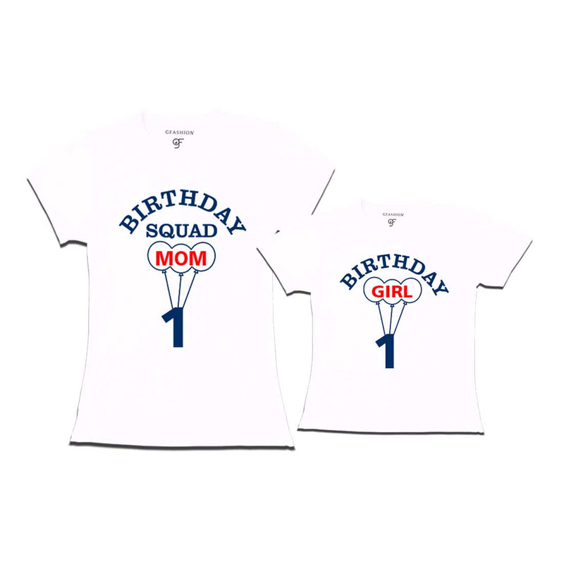 Squad Mom, Girl First Birthday T-shirts-White-gfashion