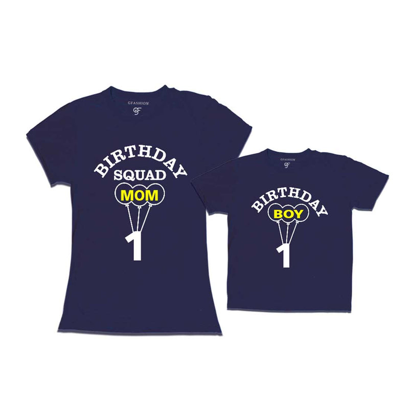 Squad Mom, Son First Birthday T-shirts-Navy-gfashion