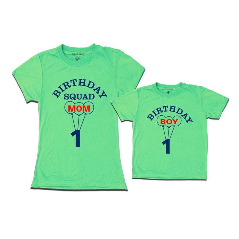 Squad Mom, Son First Birthday T-shirts-Pista Green-gfashion