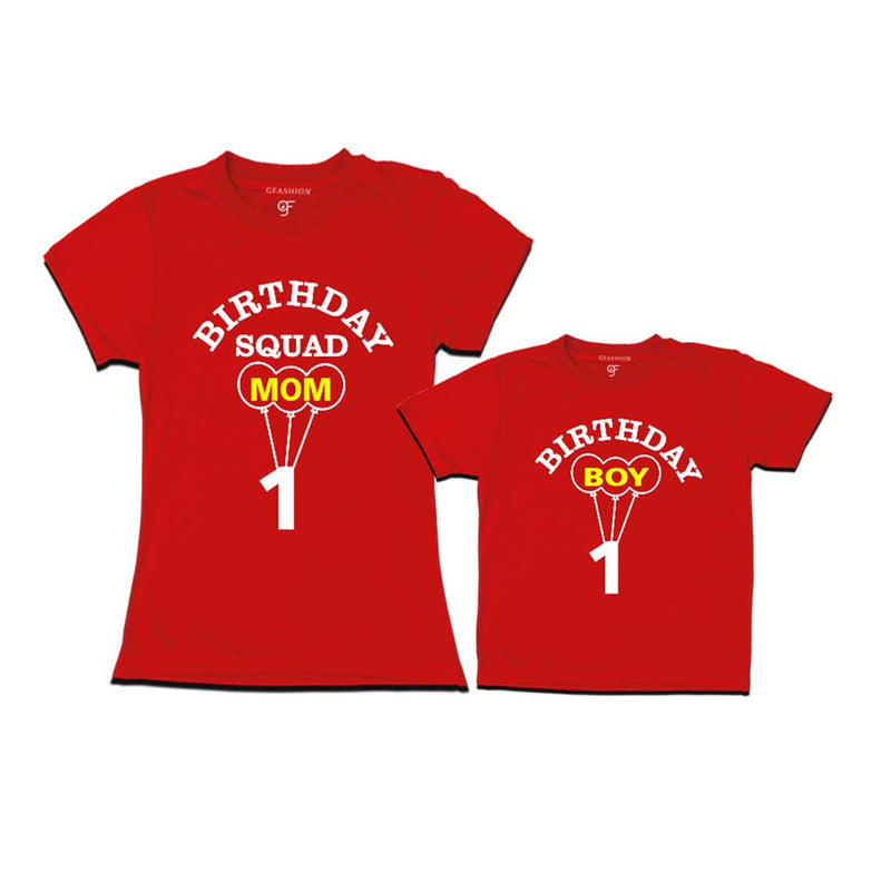 Squad Mom, Son First Birthday T-shirts-Red-gfashion